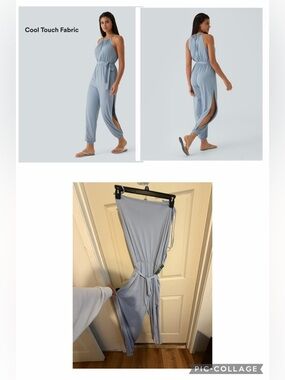 HALARA Sleeveless Tie Back Belted Pocket Cut Out Cool Touch Jumpsuit-UPF50+ XL